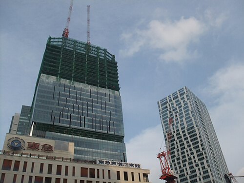 建設中の渋谷スクランブルスクエア中央棟の写真